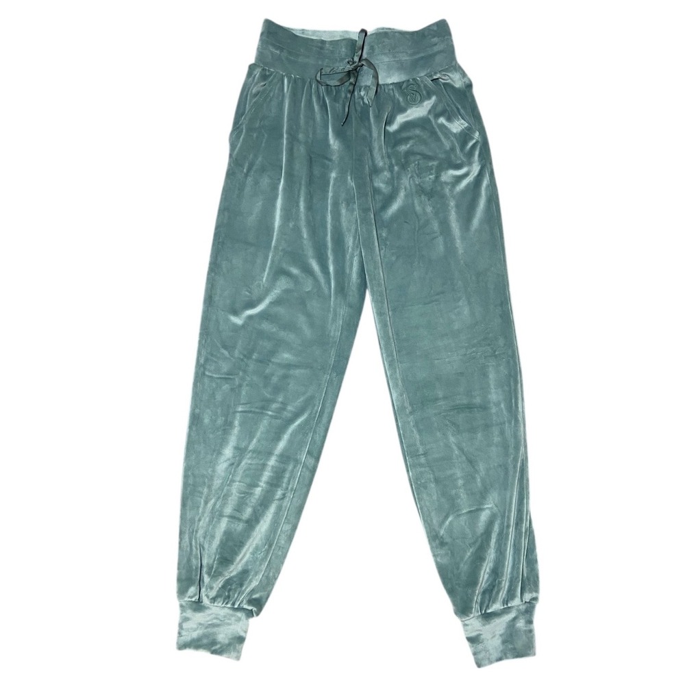 Victorias Secret On Point Velour Jogger Pants Sage Green Loungewear Cozy Size XS